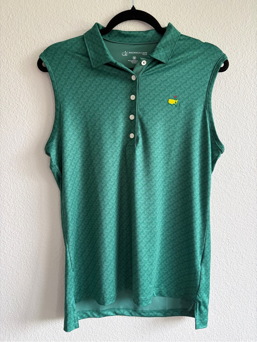Magnolia Green Sleeveless Polo with Embroidered Logo